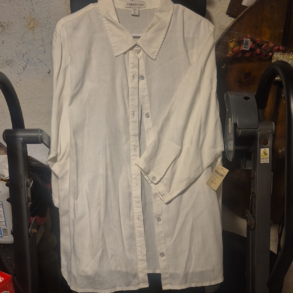 Calvin Klein Women's White Button Down Shirt